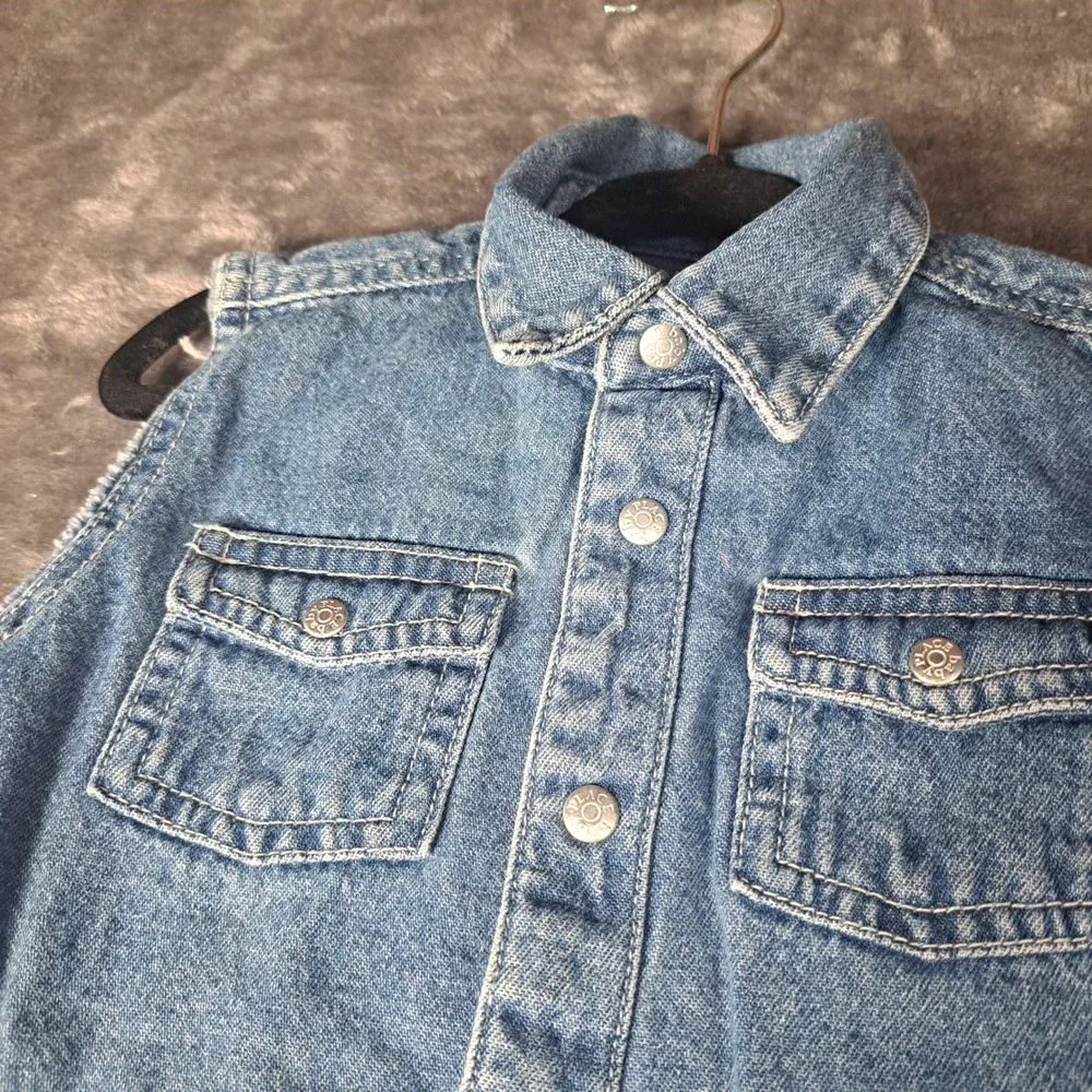 The Childrens Place Baby Denim Vest Blue 6-9 Months Retro Western Biker